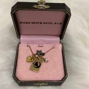 Juicy couture pave key wish necklace gold